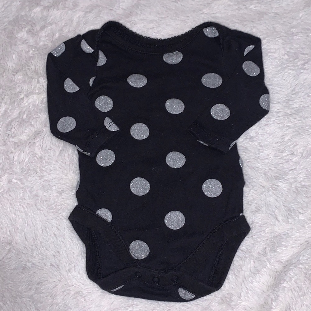 (3 for $10) bundles 0-3 month black silver polkadot bodysuit baby girl clothing